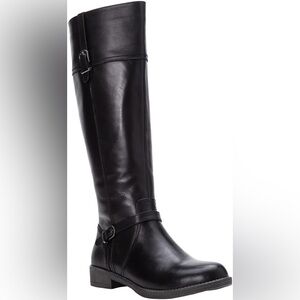 Propet Tasha Riding Boots Black Leather Knee High Womens 10 Wide Low Heel New